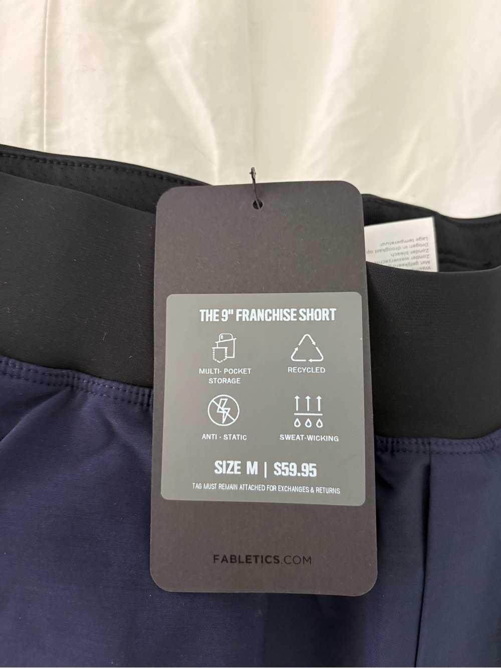 BNWT Fabletics Men’s The 9" Franchise Short in Navy